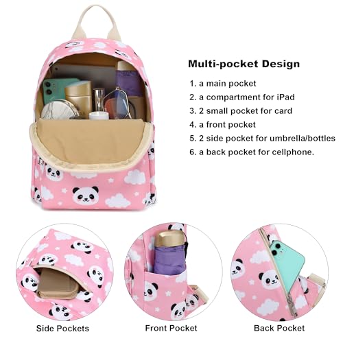 Yusudan Panda Mini Backpack for Women Girls, Small Backpack Purse for Teens Kids School Travel (Pink) - Image 2