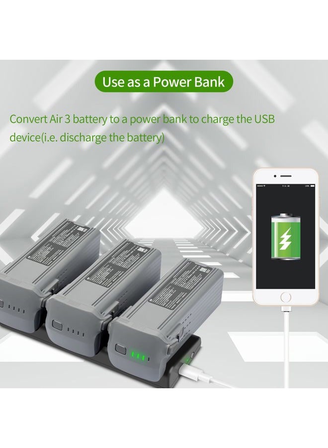 Hanatora Two-Way Charger Hub for DJI Air 3S,Air 3 Battery,Storage Charging Three Batteries in Sequence,Multi-Function Charge Drone Accessories - Image 5