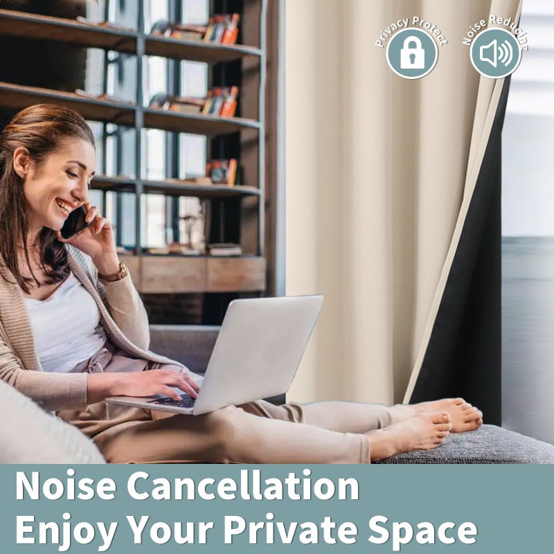 BGment بجلات حرارية معزولة بنسبة 100 ٪ الستائر 69 بوصة الطول 2 لوحات إجمالي الستائر حظر الضوء لستائر نافذة غرفة نوم مع بطانة سوداء سميكة بعرض 55 بوصة كل لوحة الشمبانيا - Image 5