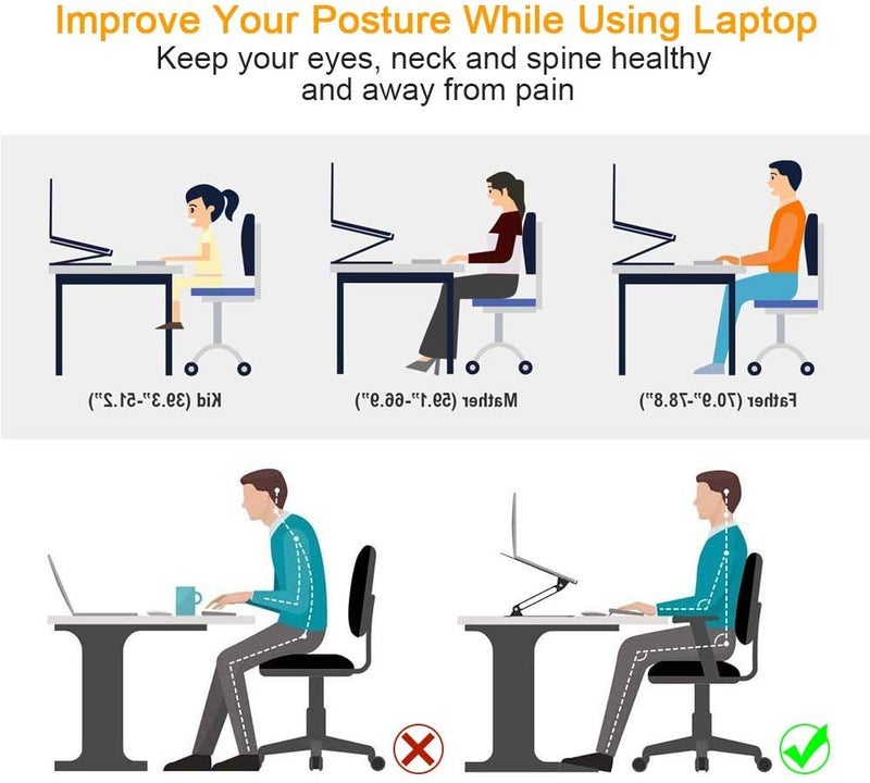 Suturun Adjustable Laptop Stand,Suturun Aluminum Laptop Computer Stand Rriser&Multi-Angle Stand with Heat-Vent to Elevate Laptop Holder Compatible for Mac,Notebook,MacBook Pro/Air,Lenovo,Dell More10-17 Laptop - Image 3