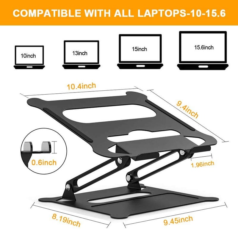 Suturun Adjustable Laptop Stand,Suturun Aluminum Laptop Computer Stand Rriser&Multi-Angle Stand with Heat-Vent to Elevate Laptop Holder Compatible for Mac,Notebook,MacBook Pro/Air,Lenovo,Dell More10-17 Laptop - Image 2