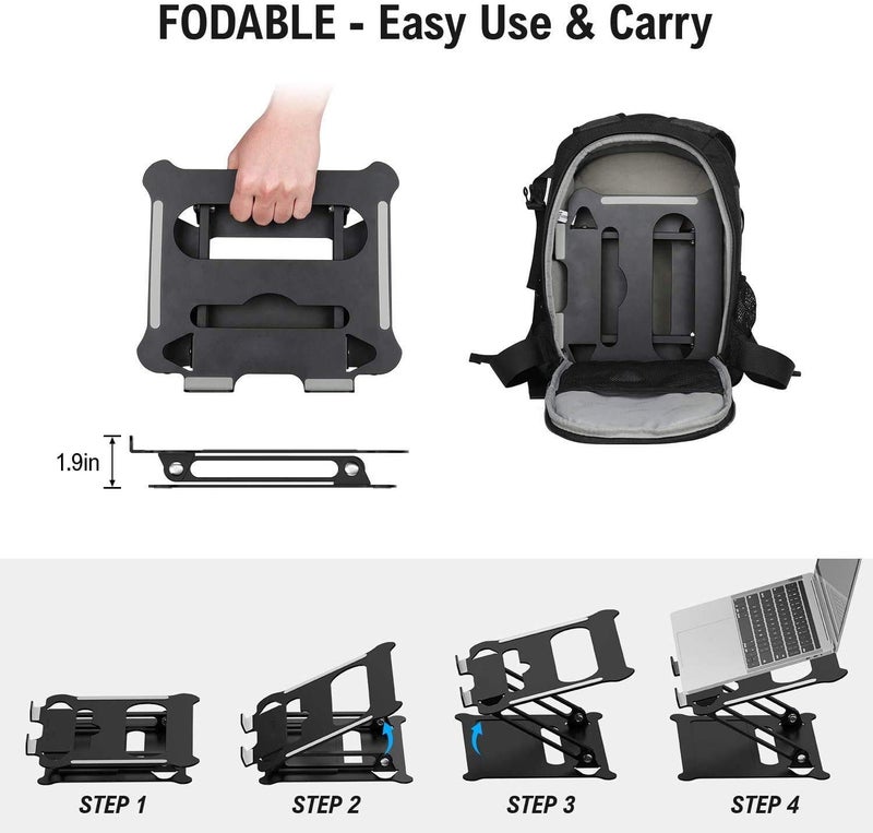 Suturun Adjustable Laptop Stand,Suturun Aluminum Laptop Computer Stand Rriser&Multi-Angle Stand with Heat-Vent to Elevate Laptop Holder Compatible for Mac,Notebook,MacBook Pro/Air,Lenovo,Dell More10-17 Laptop - Image 5