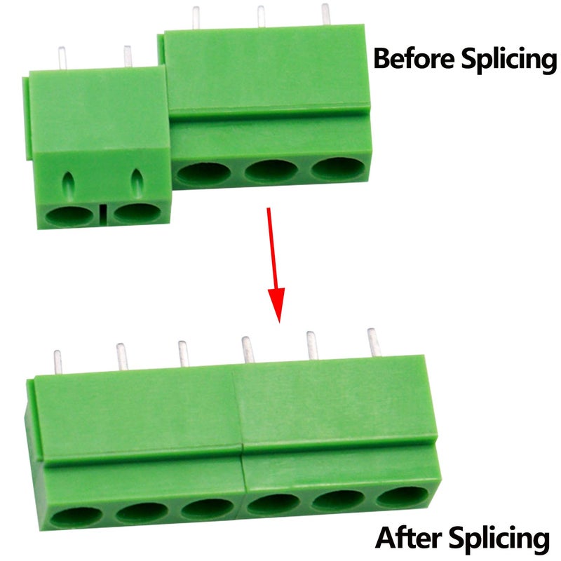 Tnisesm /60pcs 2 Pin & 3 Pin 5mm/0.2inch Pitch PCB Mount Screw Terminal Block Connector (Can be Spliced) TN-T03G - Image 2