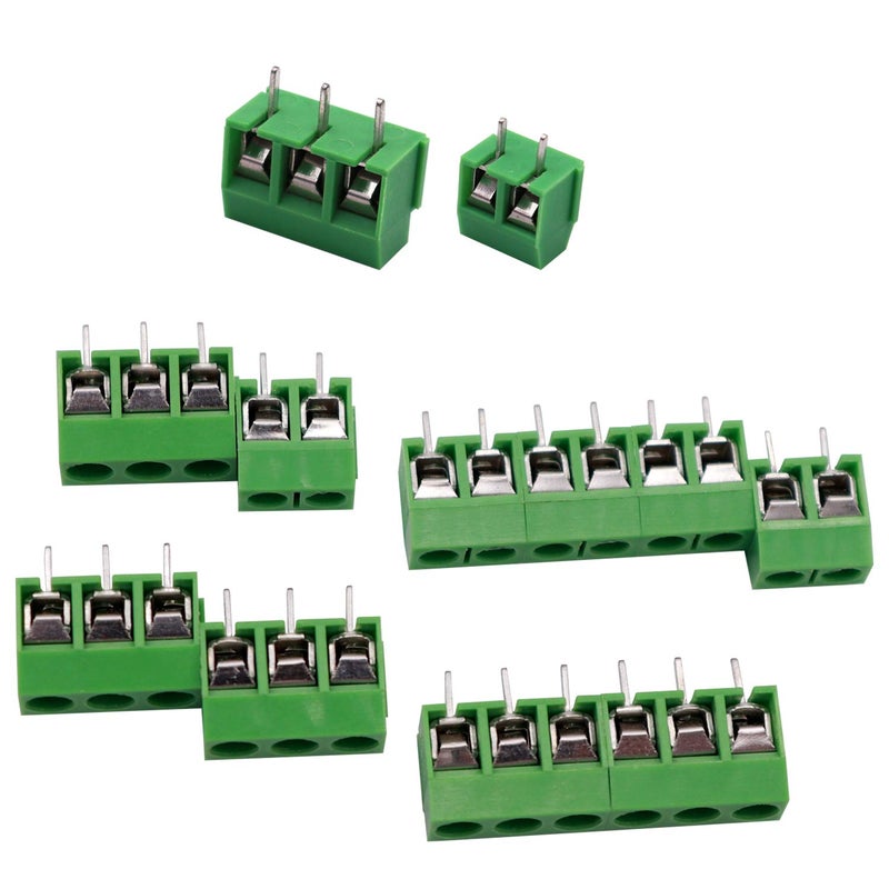 Tnisesm /60pcs 2 Pin & 3 Pin 5mm/0.2inch Pitch PCB Mount Screw Terminal Block Connector (Can be Spliced) TN-T03G - Image 5