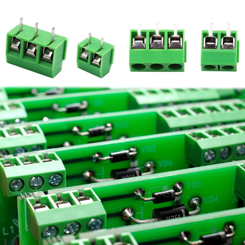 Tnisesm /60pcs 2 Pin & 3 Pin 5mm/0.2inch Pitch PCB Mount Screw Terminal Block Connector (Can be Spliced) TN-T03G - Image 4