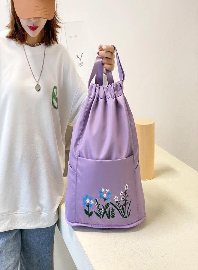 DEVANI IMPEX Female Multicolor Foldable Waterproof Drawstring Ladies Backpack Large Capacity Folding Travel Bag Travel Duffel Backpack Waterproof Travelling Bag Flower Print Bag (Multi Color) - Image 3