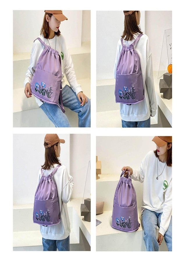 DEVANI IMPEX Female Multicolor Foldable Waterproof Drawstring Ladies Backpack Large Capacity Folding Travel Bag Travel Duffel Backpack Waterproof Travelling Bag Flower Print Bag (Multi Color) - Image 5