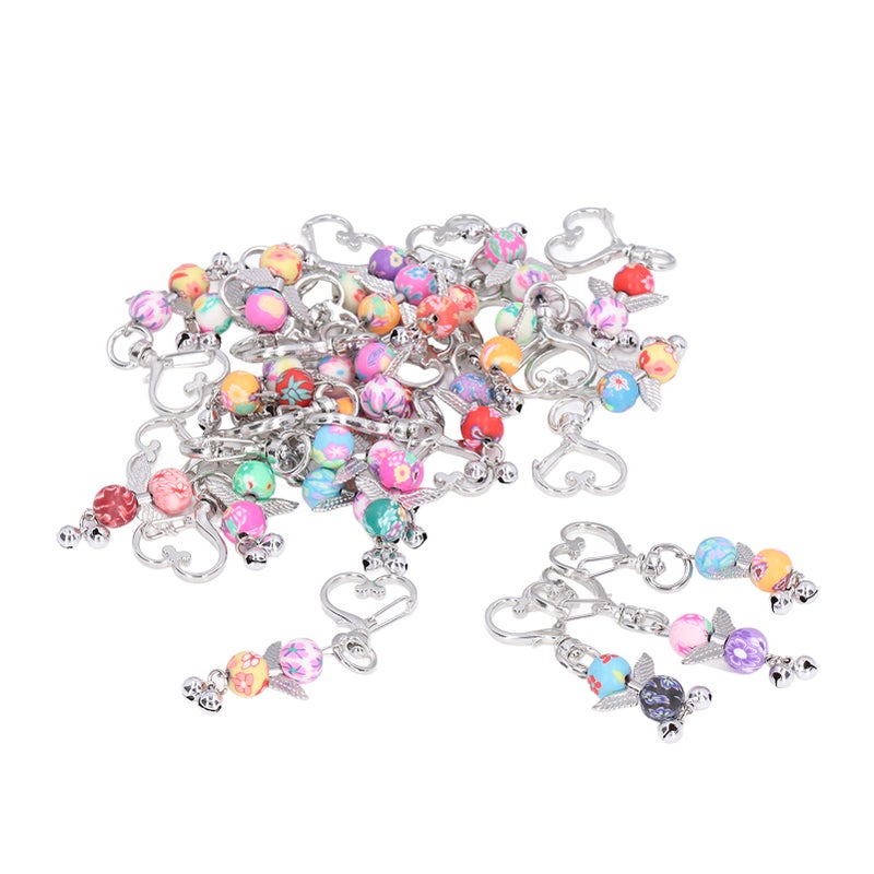 30PCS Key Pendant Metal Angel Wing Decorative Keychain with Colorful Pattern Beads for Party - Image 5