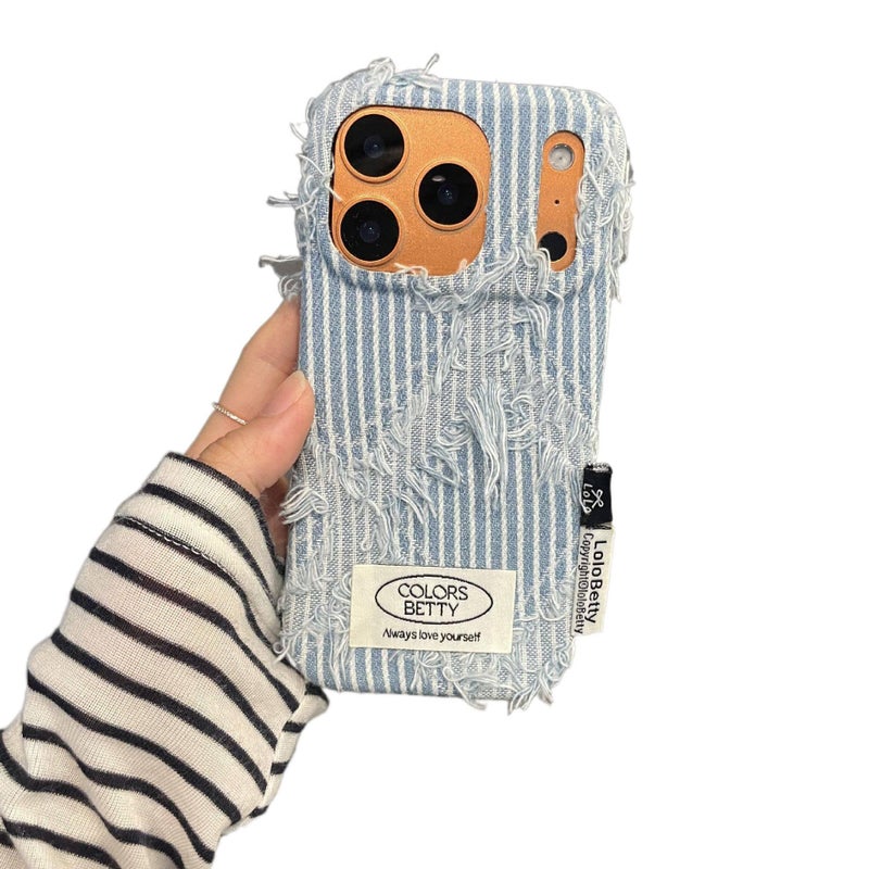 Protective Case, Shockproof Cover for iPhone 15 / 15 Plus / 15 Pro / 15 Pro Max, Drop Protection, Blue, Denim Texture - Image 5