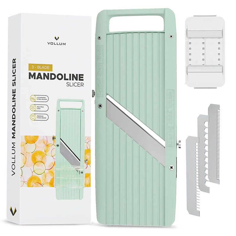 Vollum Japanese Mandoline Slicer â€“ Professional Slicer Vegetable Cutter Japanese Mandoline Slicer for Kitchen with Interchangeable Stainless Steel Blades â€“ Narrow Handheld Food Manual Slicer - Image 1