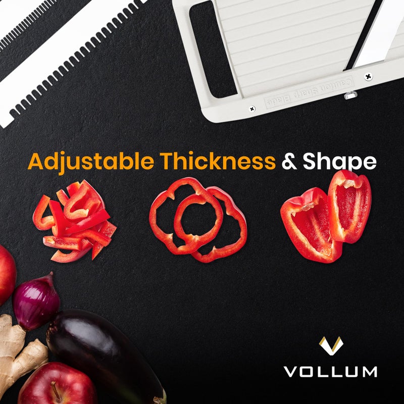 Vollum Japanese Mandoline Slicer â€“ Professional Slicer Vegetable Cutter Japanese Mandoline Slicer for Kitchen with Interchangeable Stainless Steel Blades â€“ Narrow Handheld Food Manual Slicer - Image 4