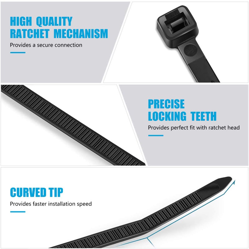 Karoka Zip Ties 12 inch (1200 Pack), Black, 50lbs Tensile Strength, UV Resistant Cable Ties for indoor and outdoor by Karoka - Image 5