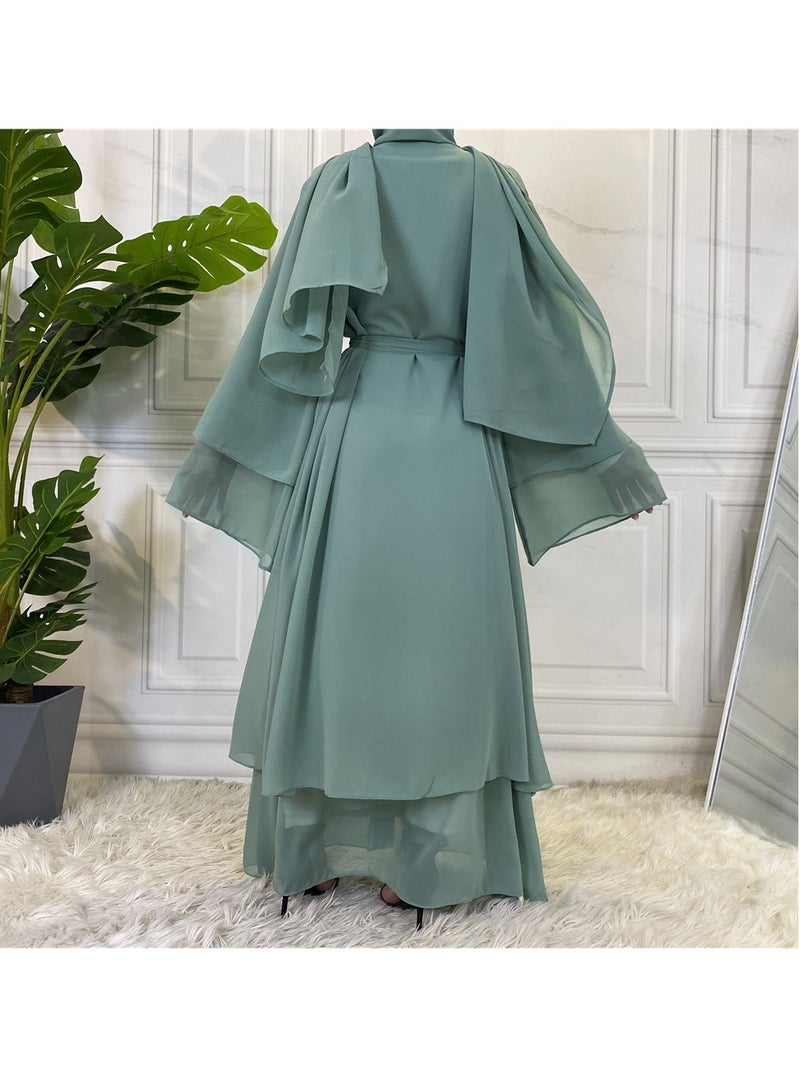 إسكدنيا Women Abaya, Comfortable Muslim Dress Solid Loose Fit Long Cardigan Hijab, Durable And Breathable Robe Open Front Kaftan Maxi Dress For Women Teens, (Size 2XL, Army Green) - Image 2