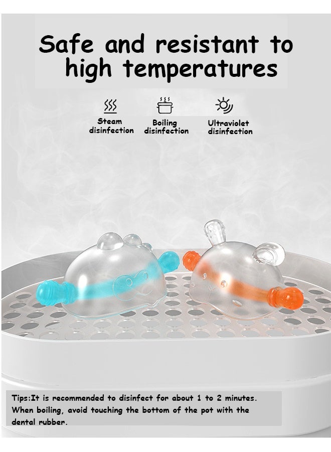 إم إكس إن 3 قطع من ألعاب التسنين للأطفال - عضاضات سيليكون ناعمة - ألعاب تسنين للأطفال مصنوعة من السيليكون الغذائي، عضاضة عضوية، ناعمة وآمنة للمضغ، لتخفيف آلام الأطفال، قطعة واحدة سهلة الإمساك، ألعاب سيليكون سائلة قابلة للغلي (أخضر، برتقالي، أصفر) - Image 4