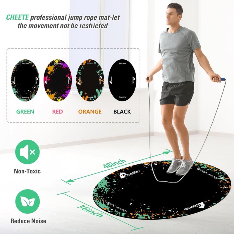 Cheete Jump Rope Mat Large Rubber Exercise Mat Workout Mats for Home Gym Flooring Non-Slip Oval Design for Floor & Rope Protection - Image 2
