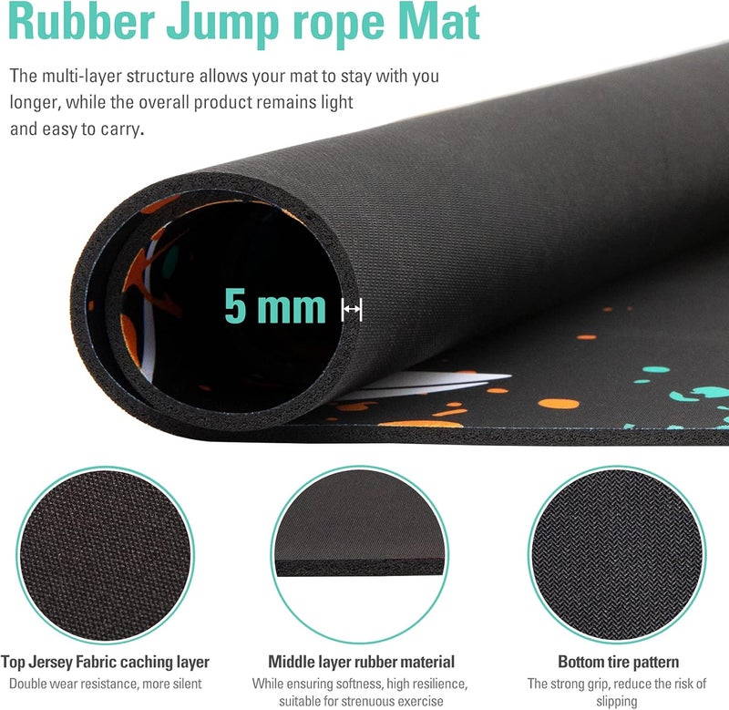Cheete Jump Rope Mat Large Rubber Exercise Mat Workout Mats for Home Gym Flooring Non-Slip Oval Design for Floor & Rope Protection - Image 4