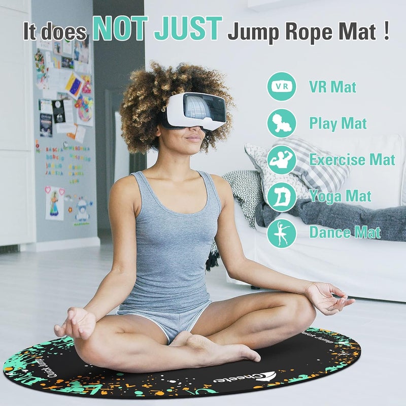 Cheete Jump Rope Mat Large Rubber Exercise Mat Workout Mats for Home Gym Flooring Non-Slip Oval Design for Floor & Rope Protection - Image 5