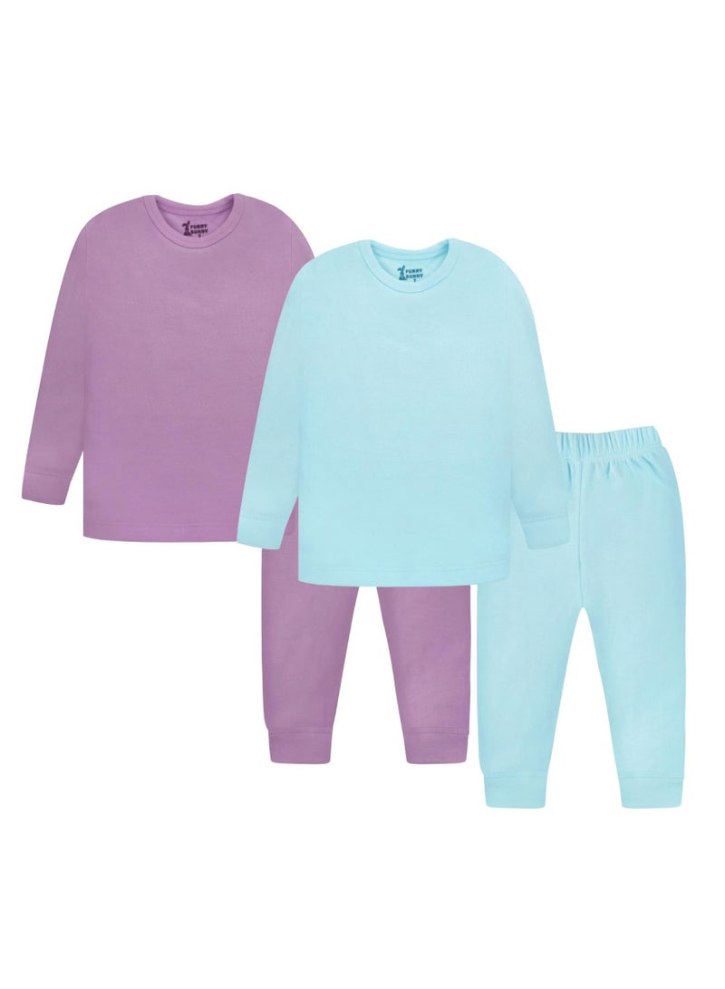 Funny Bunny Pack of 2 Cotton Thermal Pyjama Set, Long Sleeve T-Shirt and Pants for Baby - Image 2
