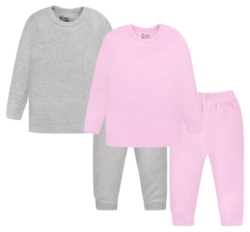 Funny Bunny Pack of 2 Cotton Thermal Pyjama Set, Long Sleeve T-Shirt and Pants for Baby - Image 1