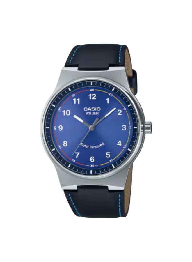 كاسيو ساعة رجالية مينا زرقاء سوار أزرق