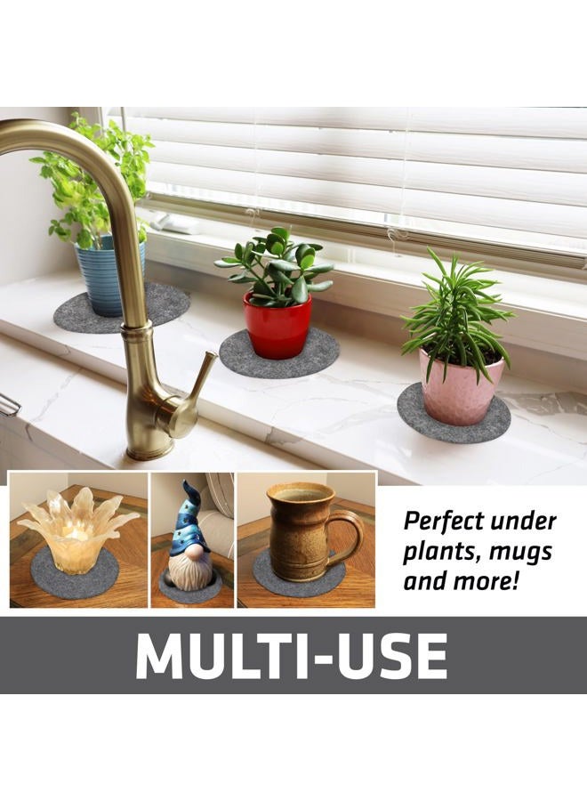 drymate 12-Pack Plant Coasters (6 Inch, 8 Inch, 10 Inch), (4 of Each), Absorbent Fabric Mats, Waterproof, Protects Surfaces, Fast Drying, for Indoor & Outdoor Plants or Pots (USA Made) (Light Grey) - Image 4