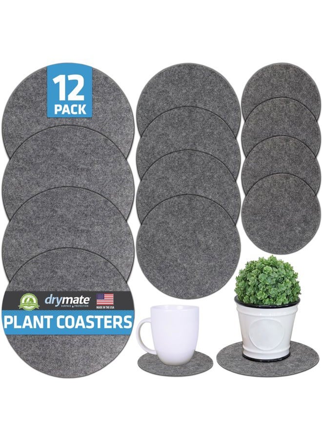 drymate 12-Pack Plant Coasters (6 Inch, 8 Inch, 10 Inch), (4 of Each), Absorbent Fabric Mats, Waterproof, Protects Surfaces, Fast Drying, for Indoor & Outdoor Plants or Pots (USA Made) (Light Grey) - Image 1