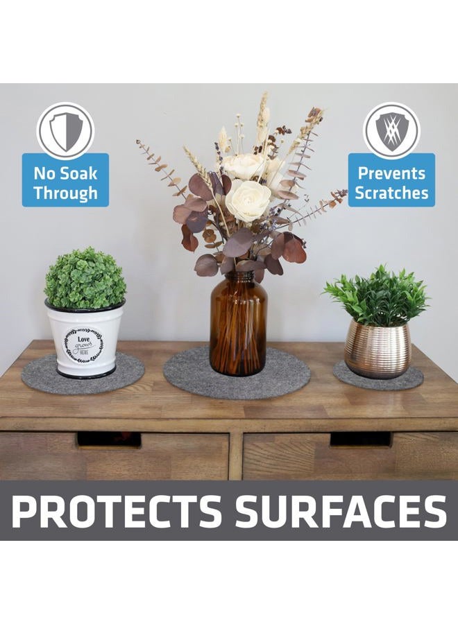 drymate 12-Pack Plant Coasters (6 Inch, 8 Inch, 10 Inch), (4 of Each), Absorbent Fabric Mats, Waterproof, Protects Surfaces, Fast Drying, for Indoor & Outdoor Plants or Pots (USA Made) (Light Grey) - Image 2