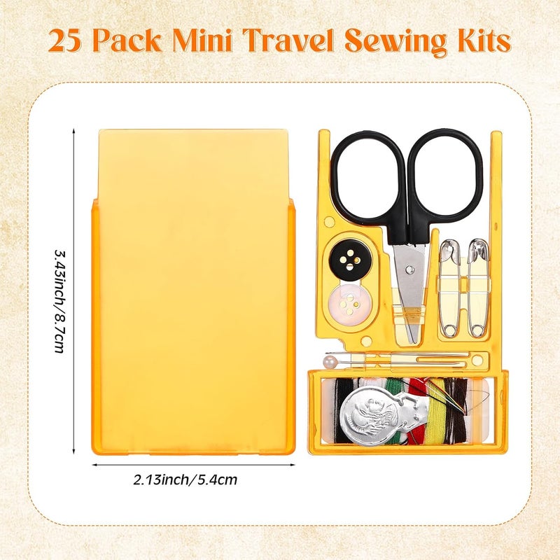 Knitgrip 25 Boxes Mini Travel Sewing Kit Quick Fix Sewing Kits Bulk Basic Portable Pre Threaded Needle Emergency Repair Tool for Beginner Traveler Home Hotel (Orange) - Image 2