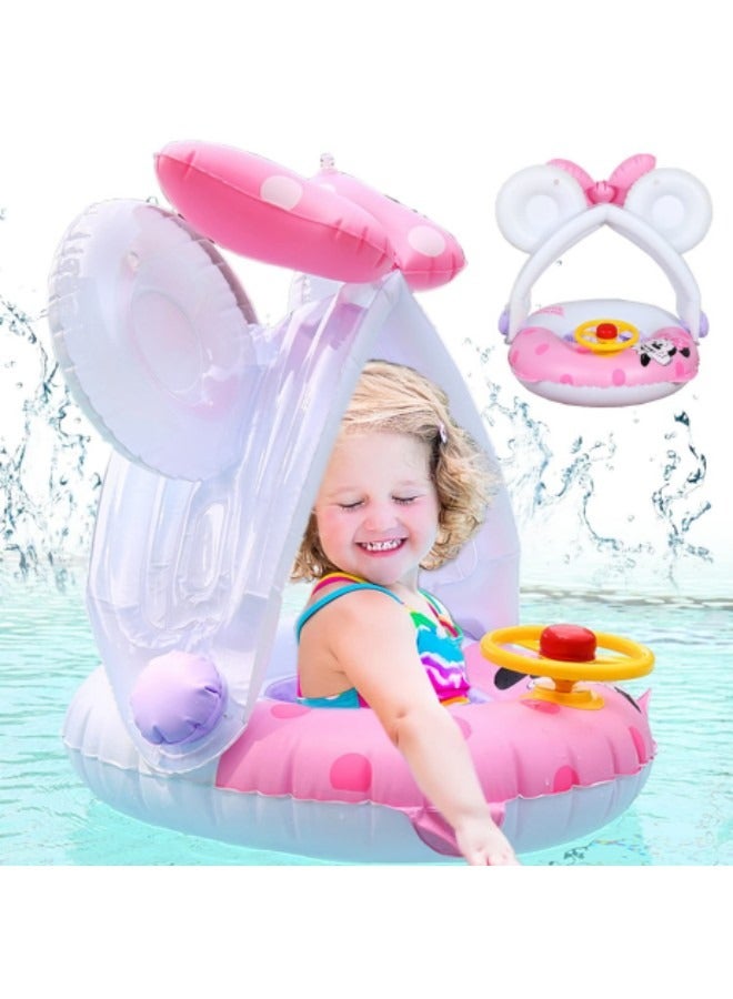 GGEROU Baby Swimming Ring, Swimming Ring with Sun Protection, Inflatable Swimming Hoop, Pool Swimming Float for Children, Aged 1-5 - Image 1