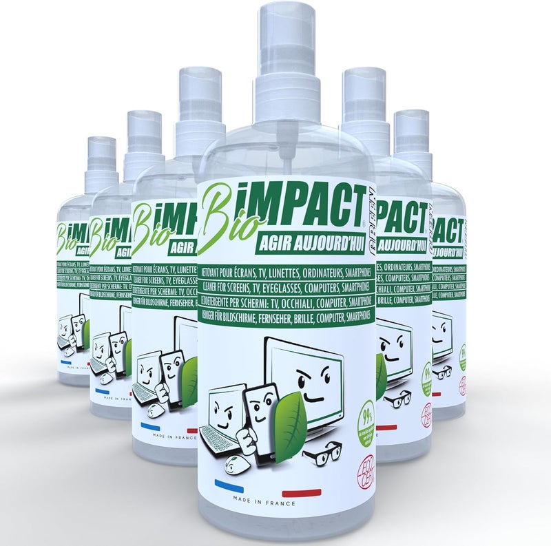 BioImpact Screen Cleaner TV - Computer - Glasses - 6X500ml - Natural Spray Ecocert certified - Image 1
