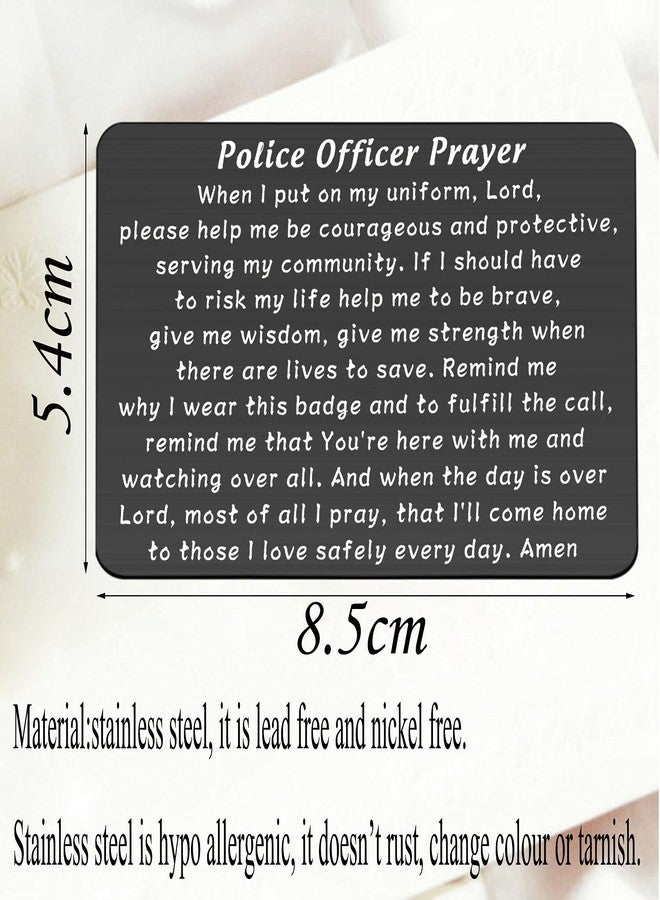 bobauna Police Officer Prayer Engraved Wallet Card Inster Thin Blue Line Cop Jewelry Police Academy Graduation Gift (police officer prayer uniform black) - Image 2