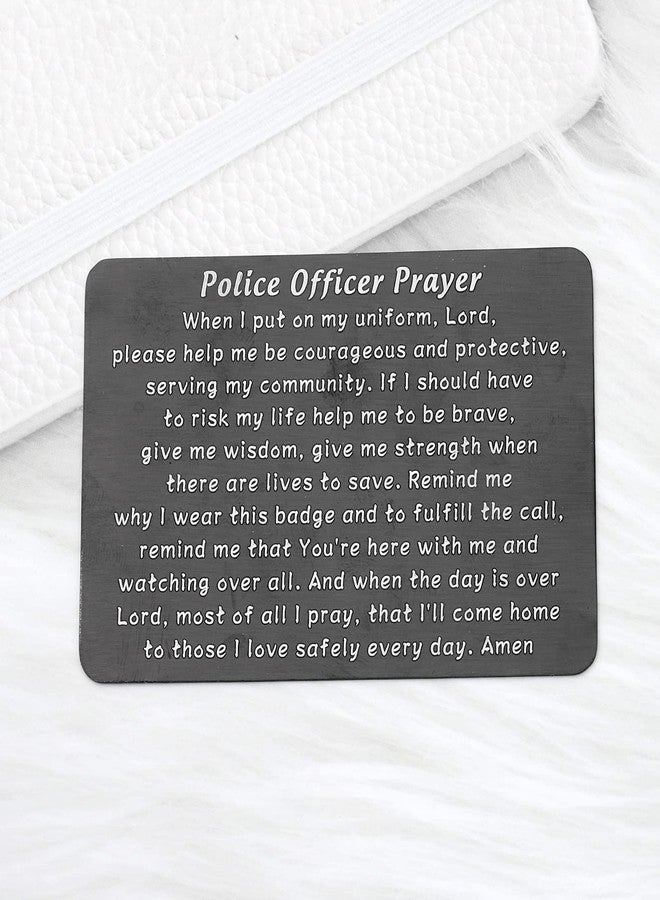 bobauna Police Officer Prayer Engraved Wallet Card Inster Thin Blue Line Cop Jewelry Police Academy Graduation Gift (police officer prayer uniform black) - Image 3