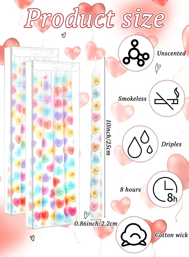 Conelist 12 Pcs Valentine's Day Conversation Heart Taper Candles 10 Inch Pastel Candy Colored Unscented Candle for Valentines Romantic Night Candlelight Dinner Decorations Wedding Anniversary Party Home Decor - Image 2