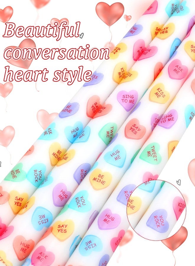 Conelist 12 Pcs Valentine's Day Conversation Heart Taper Candles 10 Inch Pastel Candy Colored Unscented Candle for Valentines Romantic Night Candlelight Dinner Decorations Wedding Anniversary Party Home Decor - Image 3