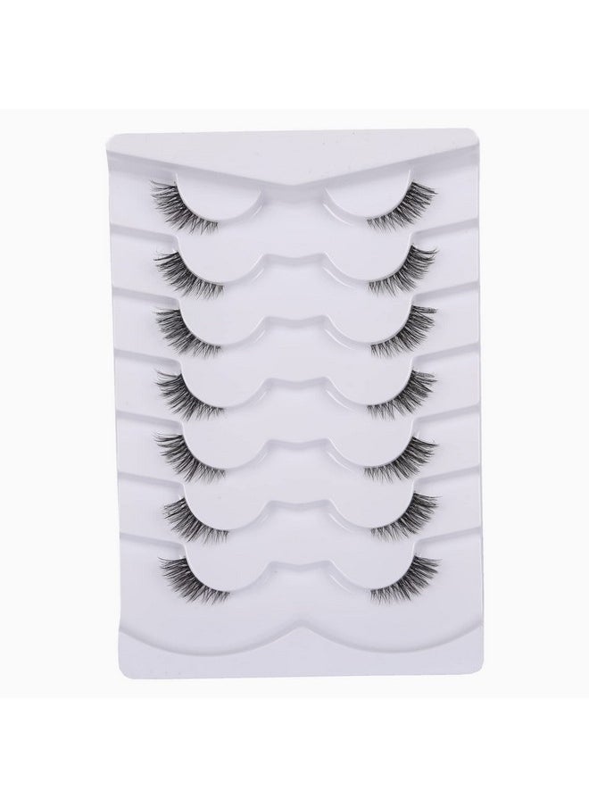 Gmagictobo - False Eyelashes Natural Half Lashes Short Wispy Clear Band Lashes Pack Cat Eye 3D Faux Mink Lashes Fake Eyelashes 7 Pairs Multipack - Image 1