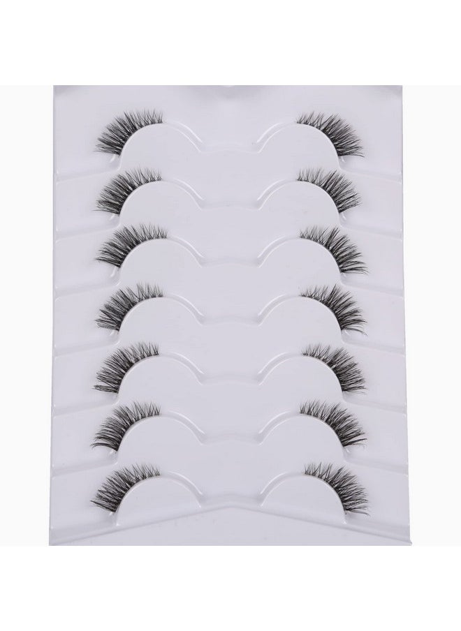 Gmagictobo - False Eyelashes Natural Half Lashes Short Wispy Clear Band Lashes Pack Cat Eye 3D Faux Mink Lashes Fake Eyelashes 7 Pairs Multipack - Image 1
