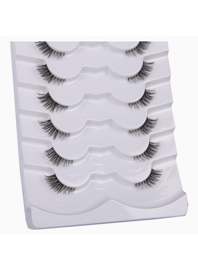 Gmagictobo - False Eyelashes Natural Half Lashes Short Wispy Clear Band Lashes Pack Cat Eye 3D Faux Mink Lashes Fake Eyelashes 7 Pairs Multipack - Image 1