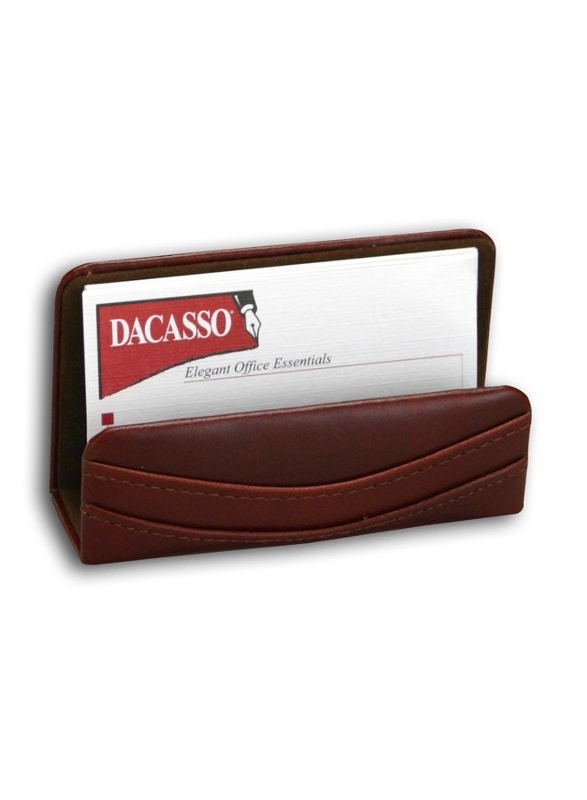 Dacasso Mocha Leather Business Card Holder - Image 1