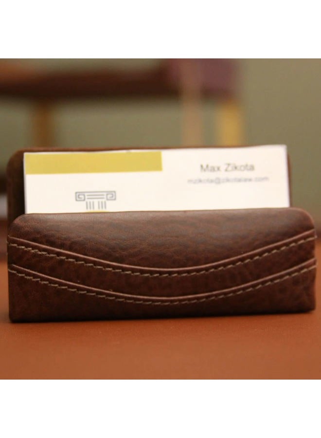 Dacasso Mocha Leather Business Card Holder - Image 2