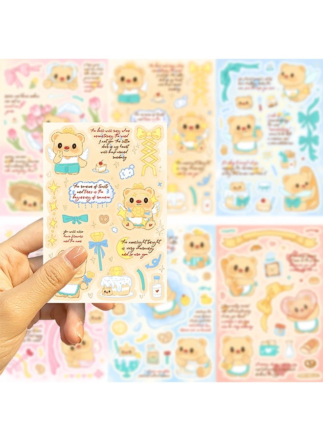8.PCS INS Style Butter Bear Stickers  Waterproof Diary Stickers, Sticky Card Stickers, DIY Decorative Stickers, Ins Stickers, Beautify Phone Cases, Computers, Drinking Glasses, Manuals, Notebooks  - Image 4