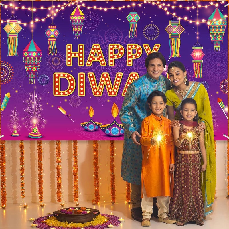 ARS Happy Diwali Backdrop for Home Diwali Banner Backdrop Festival of Lights Banner Deepavali Decorations Diwali Photo Booth Props Diwali Decorations - Image 5