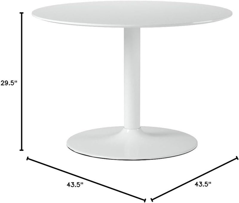Modway Rostrum Modern 44 Round Top Pedestal Kitchen and Dining Room Table in White - Image 2