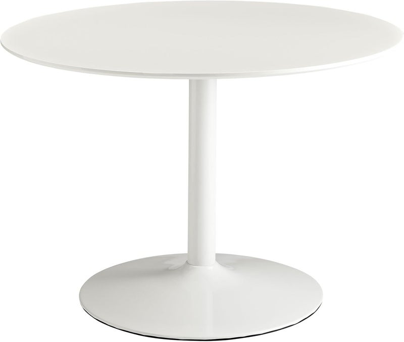 Modway Rostrum Modern 44 Round Top Pedestal Kitchen and Dining Room Table in White - Image 3