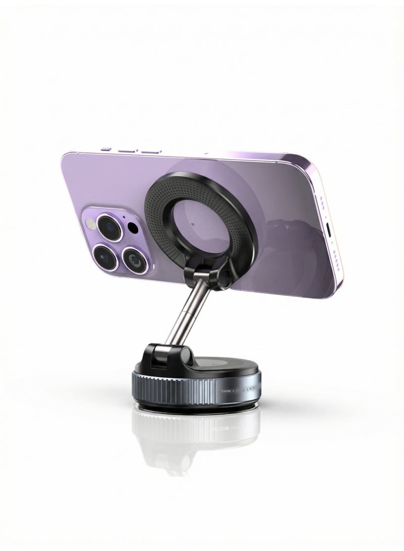 PIXEL Essentials Magnetic Vacuum Car Phone Holder | Universal 360° Adjustable Stand | Strong Vacuum Suction | Non-Magnetic Signal Safe | Dashboard & Table Use - Image 1