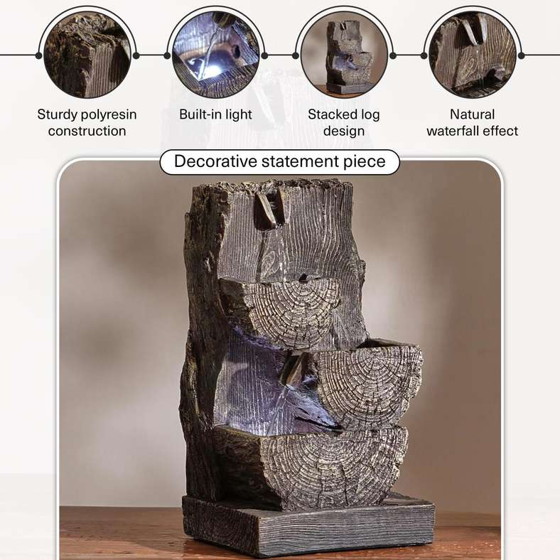 Pan Home Polyresin Table Fountain - Grey - Image 5