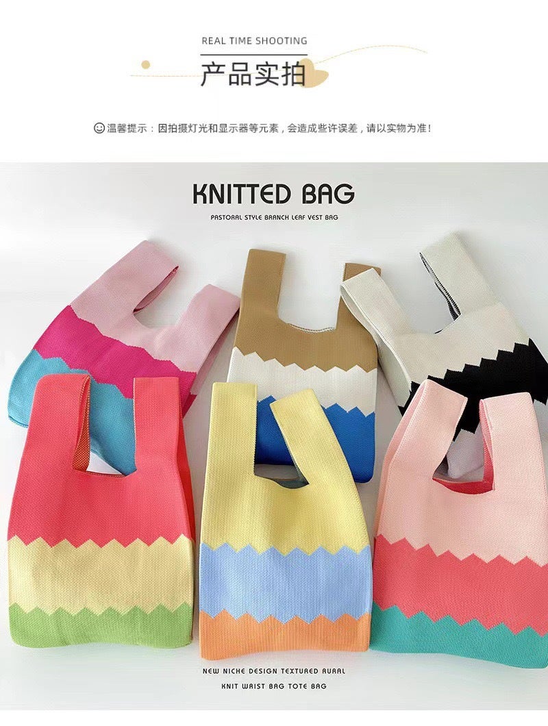 Holiday Knitted Gift Bag Large Capacity Tote Bag Wool Bag Lunch Box - Image 2