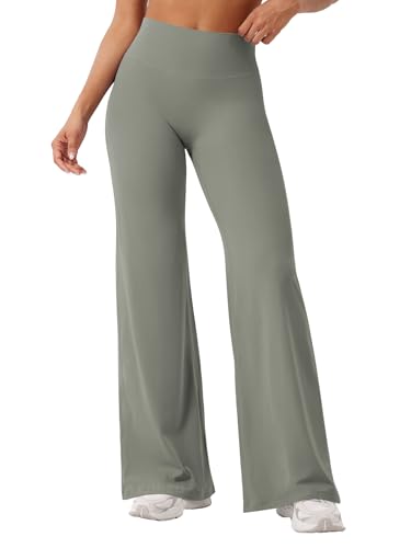 YEOREO Workout Leggings Womens No Front Seam Straight Leggings 31.5" High Waist Buttery Eddiy Gym Yoga Pants Gray Green XS - Image 1
