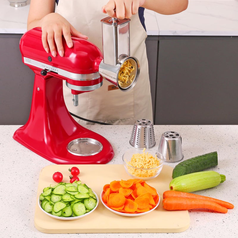 KINGEAGLE Stainless Steel Slicer Shredder Attachment for Kitchenaid Mixers, Cheese Grater & Vegetable Salad Maker Accessories, Dishwasher Safe - Image 5