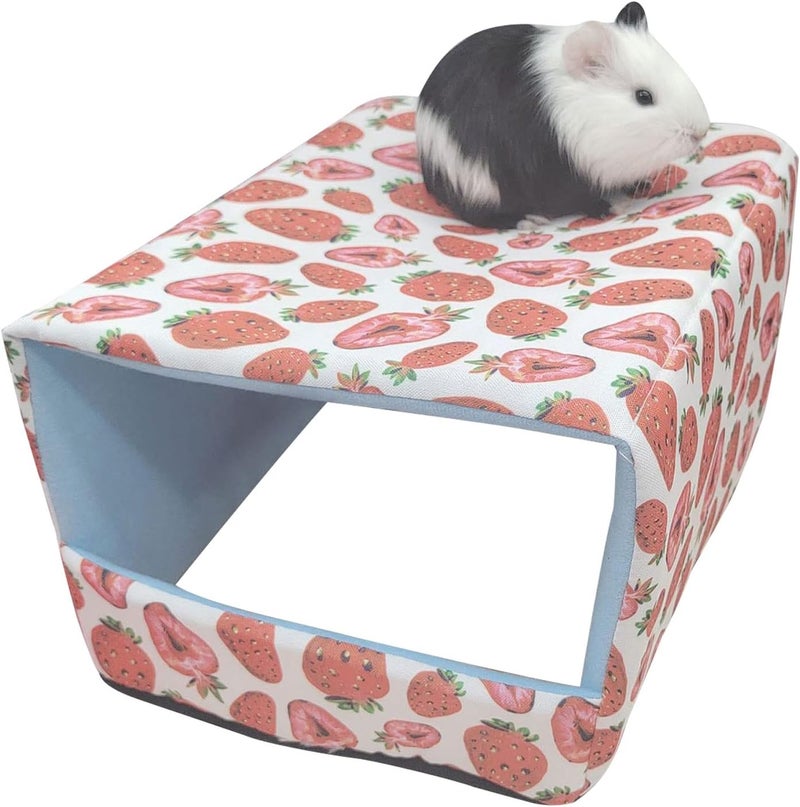 Hamster Warm Bed Winter Cave House for Small Animals Cage Accessories Print for - Strawberry - Image 1
