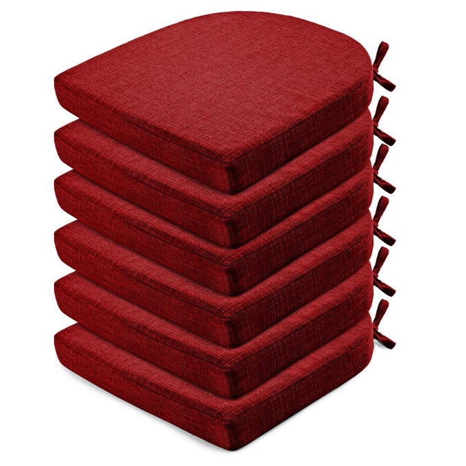Chair Cushions for Dining Chairs 6 Pack Kitchen Chair Cushions with Ties and NonSlip Backing Dining Chair Pads 16X16X2 Red